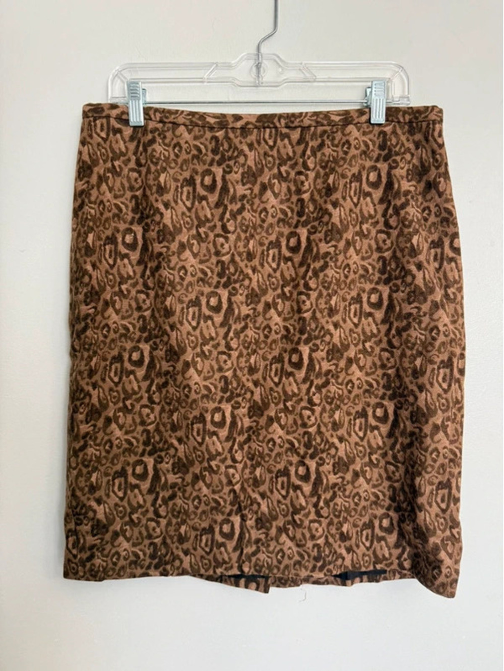 Ann Taylor Loft Leopard Print 100% Wool Pencil Skirt Lined Size 12